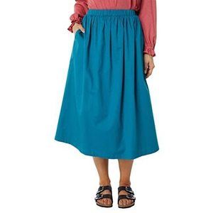SUNDRY Woven Full Skirt with Side Slit Peacock LG